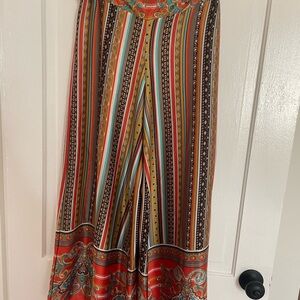 Truth Multicolor Striped Wide-Leg pants with Paisley Hem Made in India
